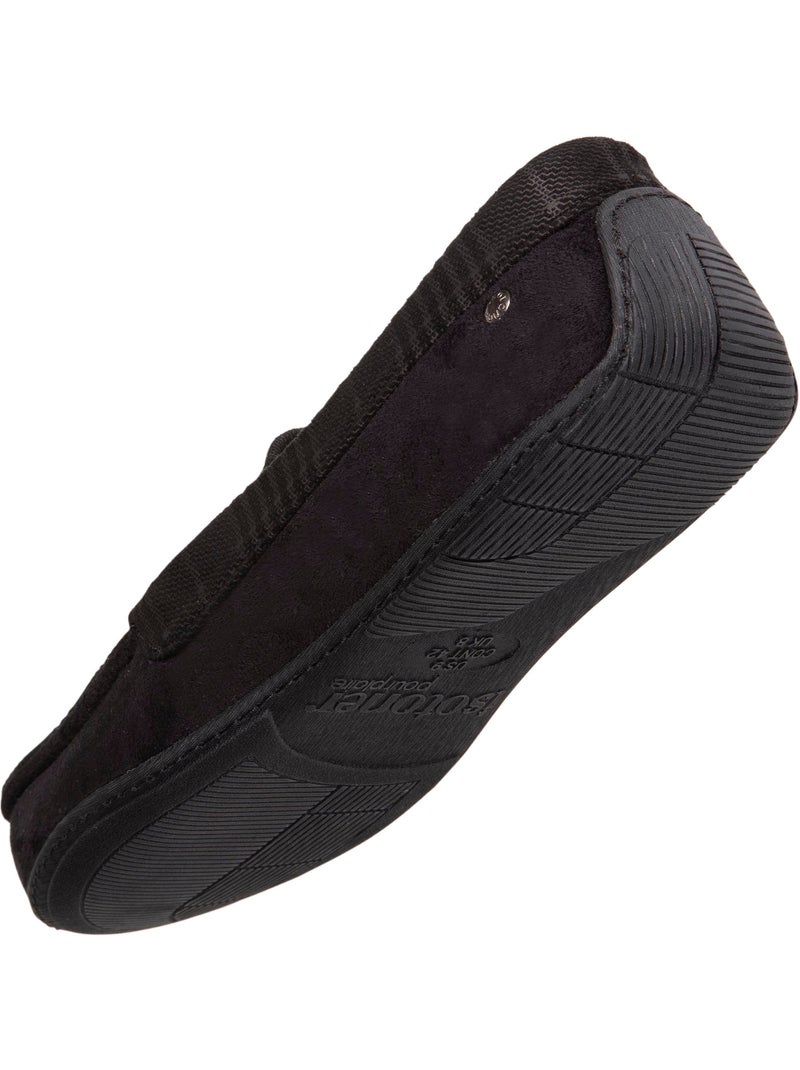 Chaussons mocassins en suédine, semelle gomme homme isotoner Noir Marron - Kiabi