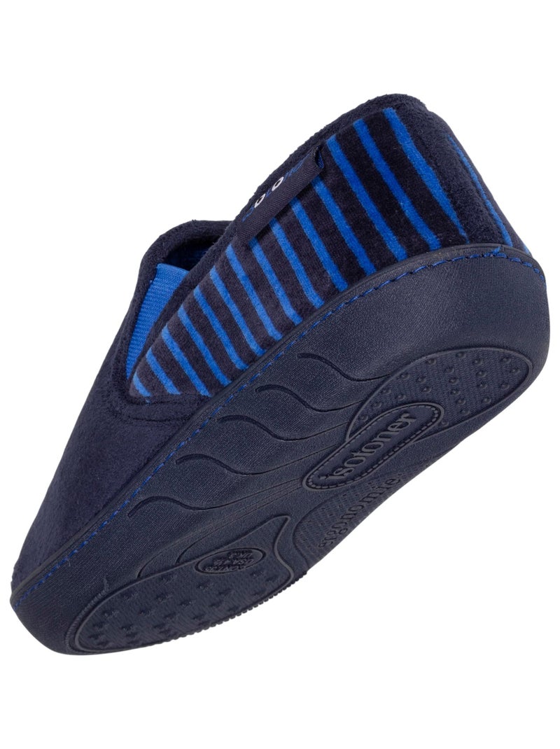 Chaussons mocassins en suédine ultra douce, semelle ergonomique, enfilage facile, garçon Isotoner Bleu marine - Kiabi