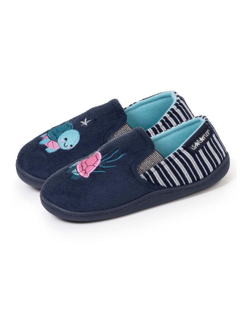 Chaussons mocassins enfant marine tortue Isotoner Bleu marine - Kiabi