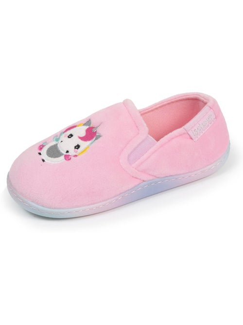 Chaussons mocassins enfilage facile, semelle antidérapante fille isotoner - Kiabi