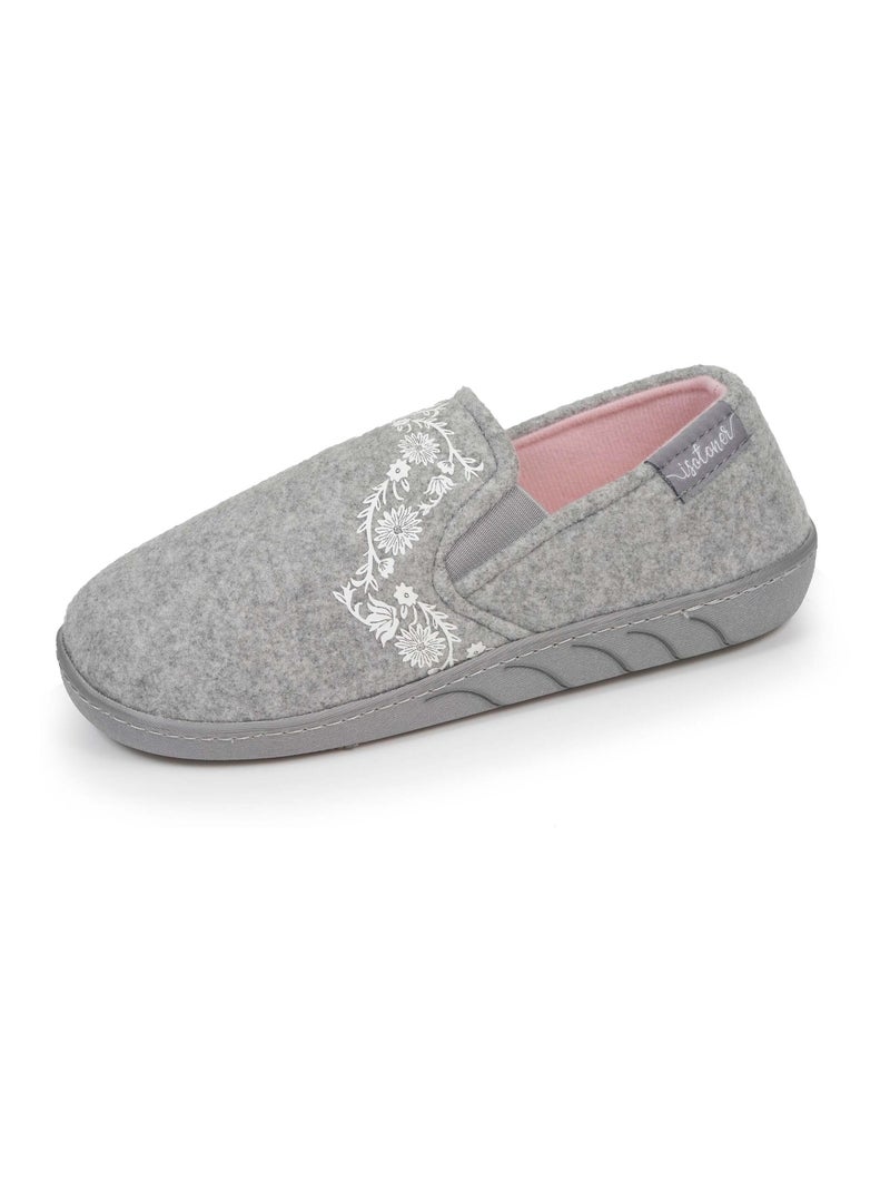 Chaussons mocassins enfilage facile, semelle ergonomique confort fille Isotoner Gris chiné - Kiabi