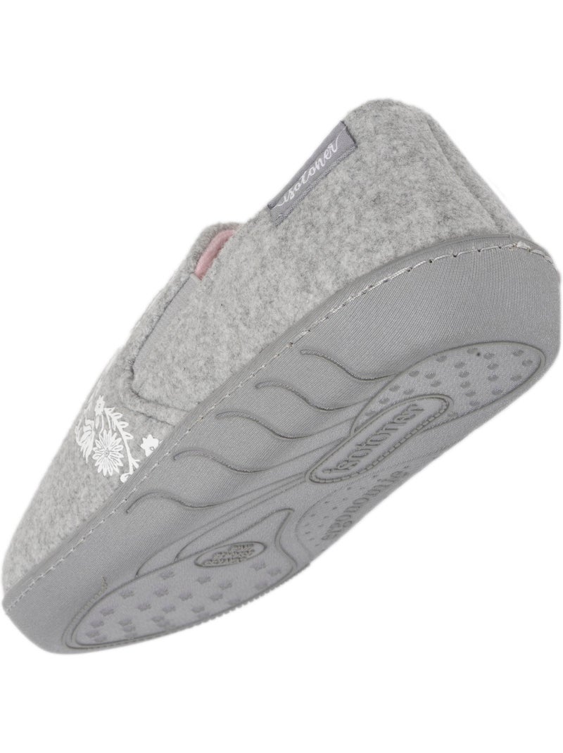 Chaussons mocassins enfilage facile, semelle ergonomique fille Gris chiné - Kiabi