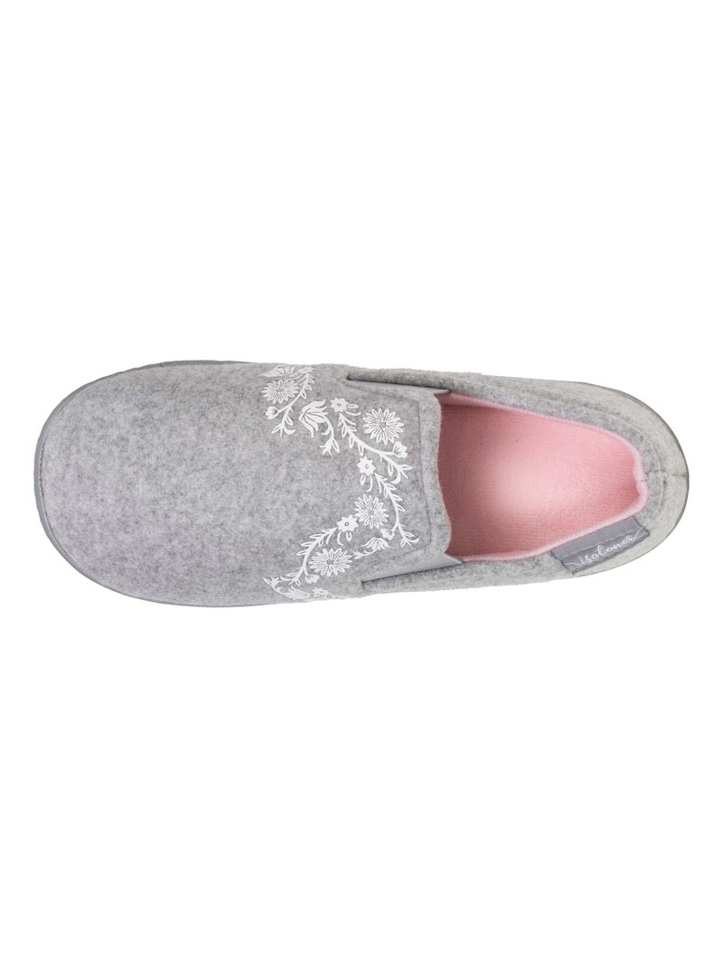 Chaussons mocassins enfilage facile, semelle ergonomique fille Isotoner Gris chiné - Kiabi