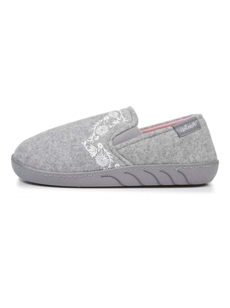Chaussons mocassins enfilage facile, semelle ergonomique fille Isotoner Gris chiné - Kiabi