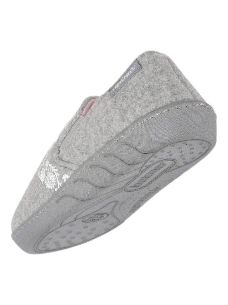 Chaussons mocassins enfilage facile, semelle ergonomique fille Isotoner Gris chiné - Kiabi