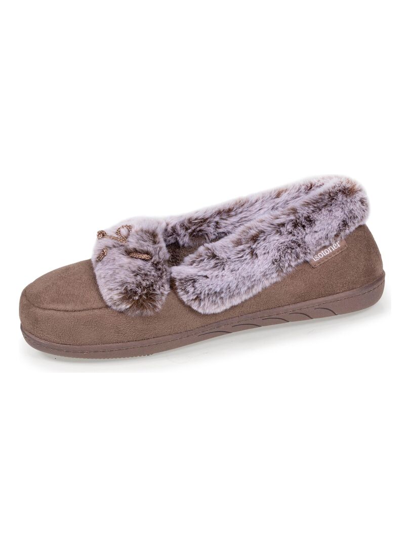 Chaussons Semelflex, chaussons charentaises fourrés motif floral femme