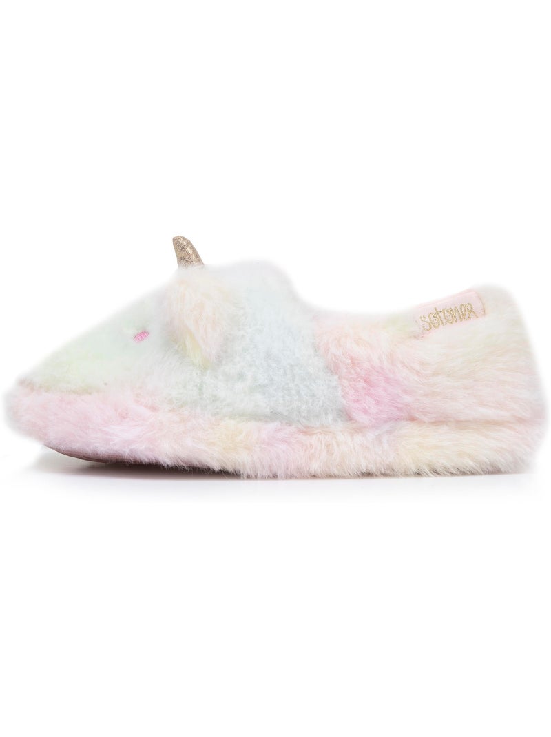 Chaussons mocassins imitation fourrure, semelle fille isotoner Rose/Jaune - Kiabi