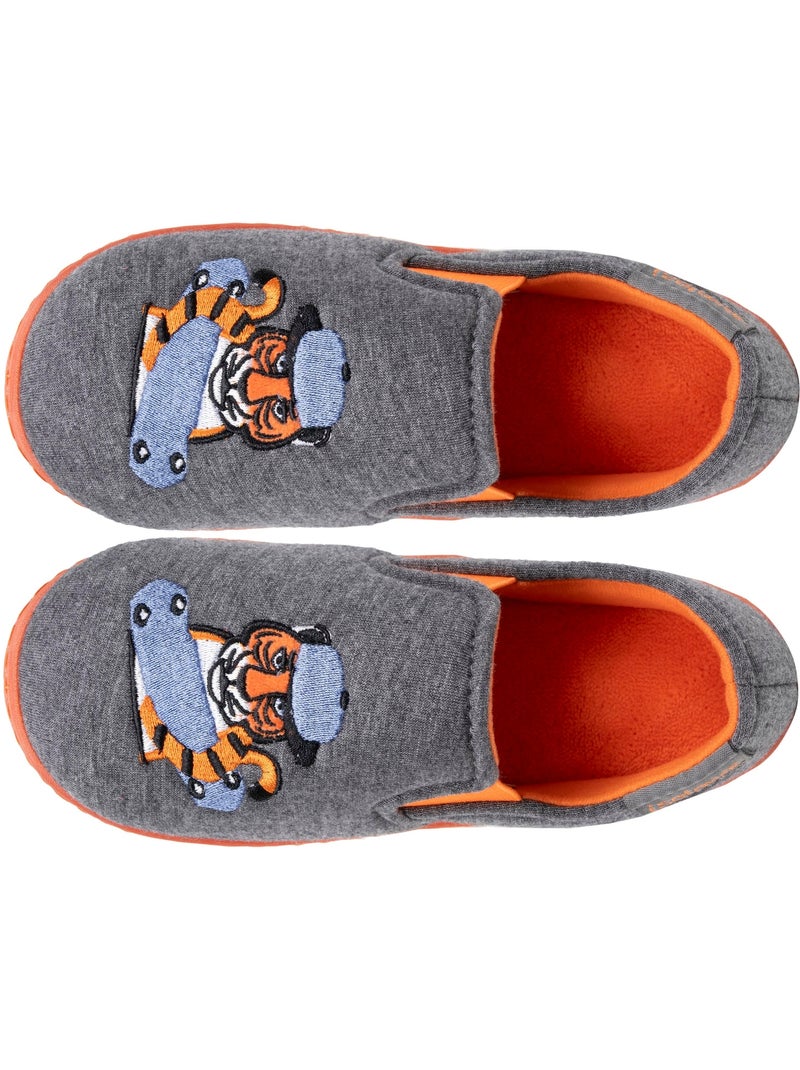Chaussons mocassins jersey, maintien du pieds, semelle garçon isotoner Gris chiné - Kiabi