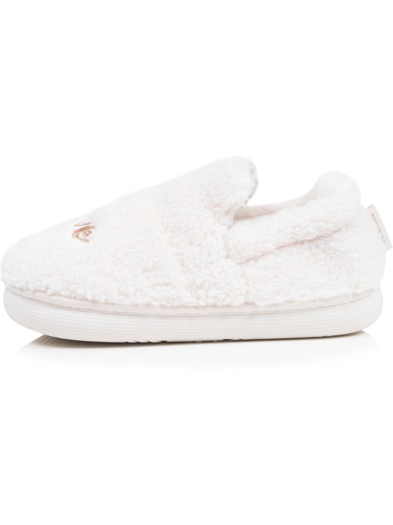 Chaussons mocassins maille bouclette semelle bloup extra fille isotoner Ivoire - Kiabi