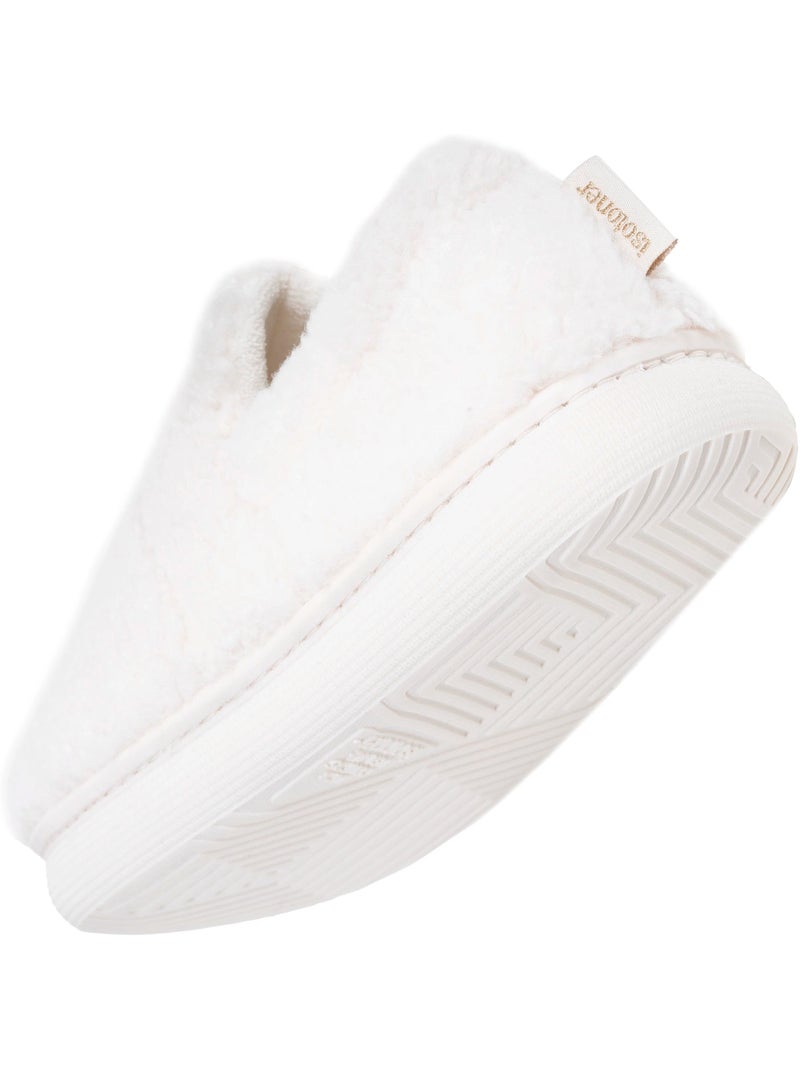 Chaussons mocassins maille bouclette semelle bloup extra fille isotoner Ivoire - Kiabi