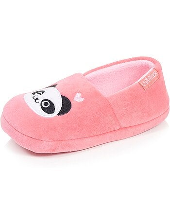 Chaussons mocassins microvelours, semelle gomme fille isotoner