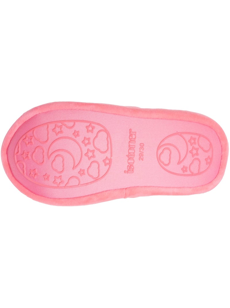 Chaussons mocassins microvelours, semelle gomme fille isotoner Rose - Kiabi