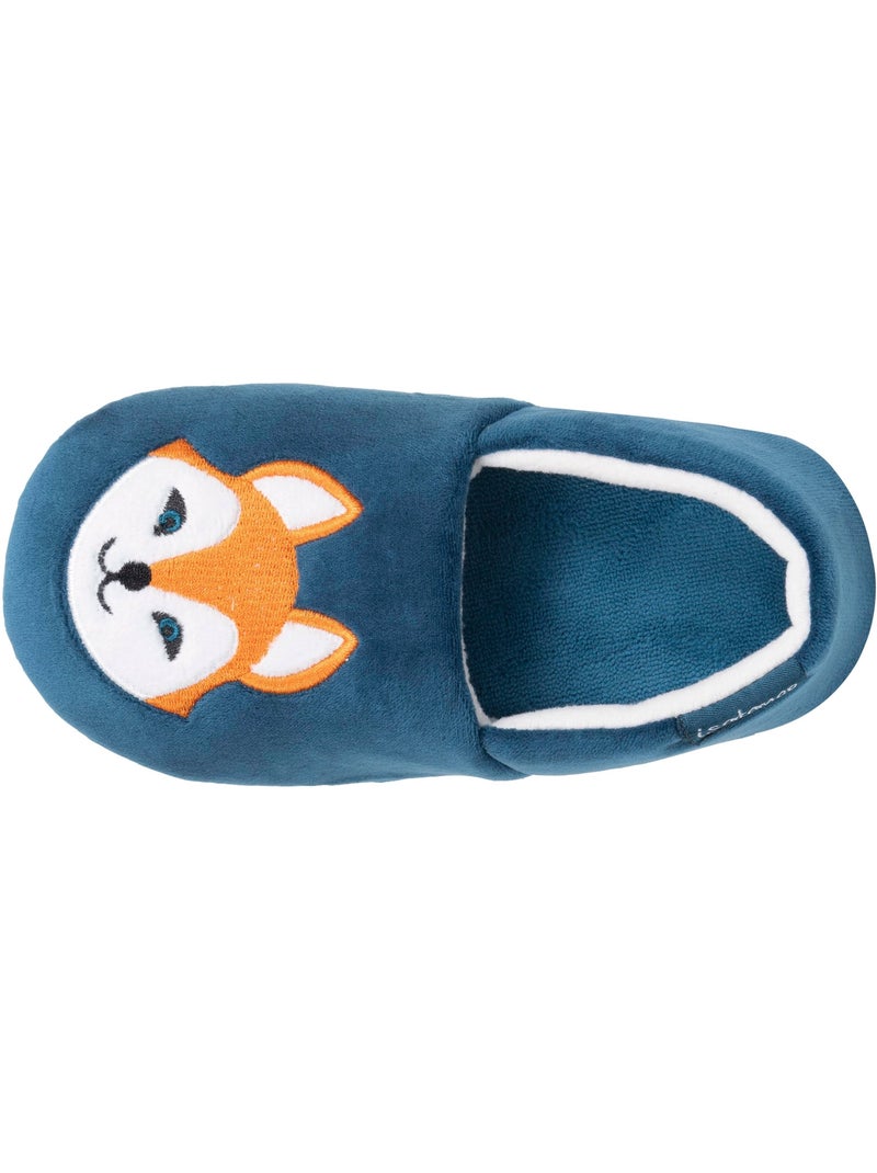 Chaussons mocassins microvelours, semelle gomme mixte enfant isotoner Bleu canard - Kiabi