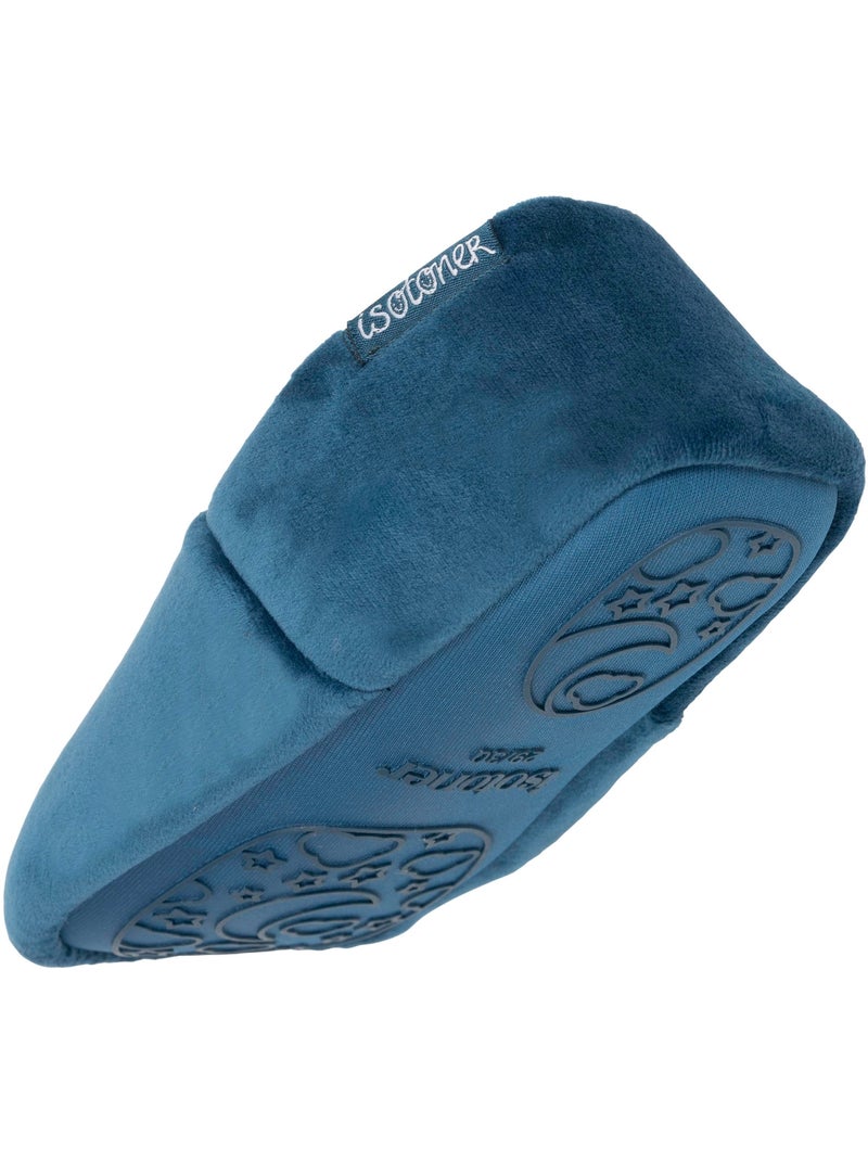 Chaussons mocassins microvelours, semelle gomme mixte enfant isotoner Bleu canard - Kiabi
