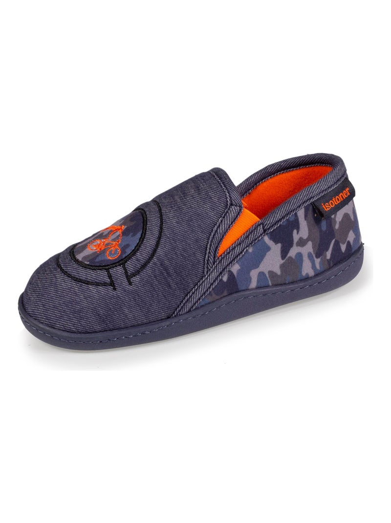 Chaussons mocassins monstre rayé garçon Isotoner Bleu - Kiabi