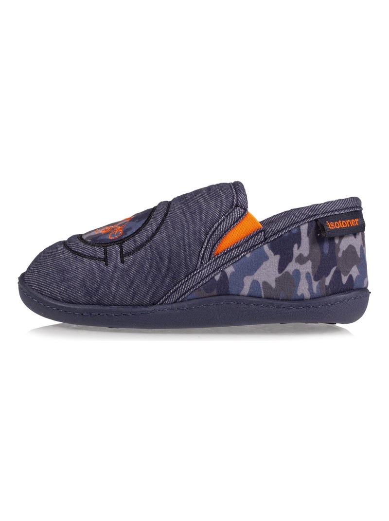 Chaussons mocassins Monstre rayé garçon Isotoner Bleu - Kiabi
