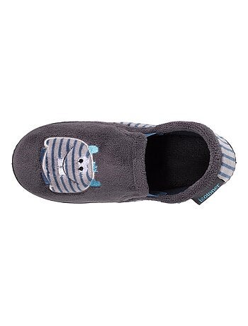 Chaussons mocassins monstre rayé garçon Isotoner