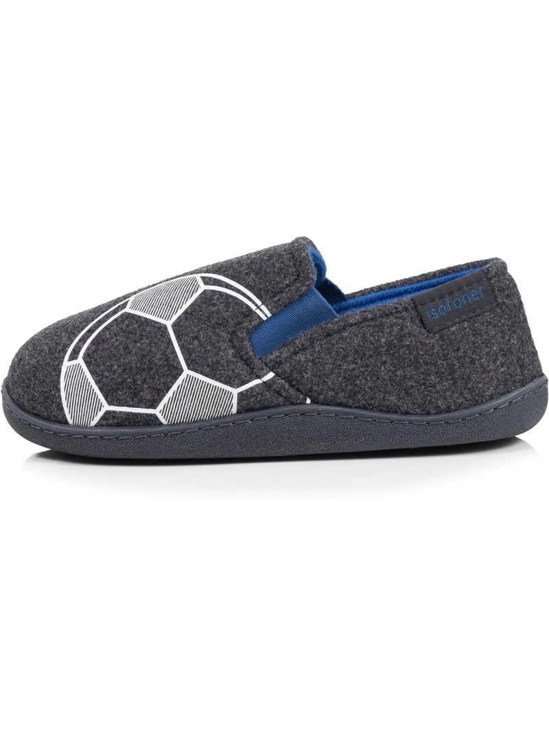 Chaussons mocassins polaire chinée, maintien du pieds, garçon Isotoner Gris chiné - Kiabi