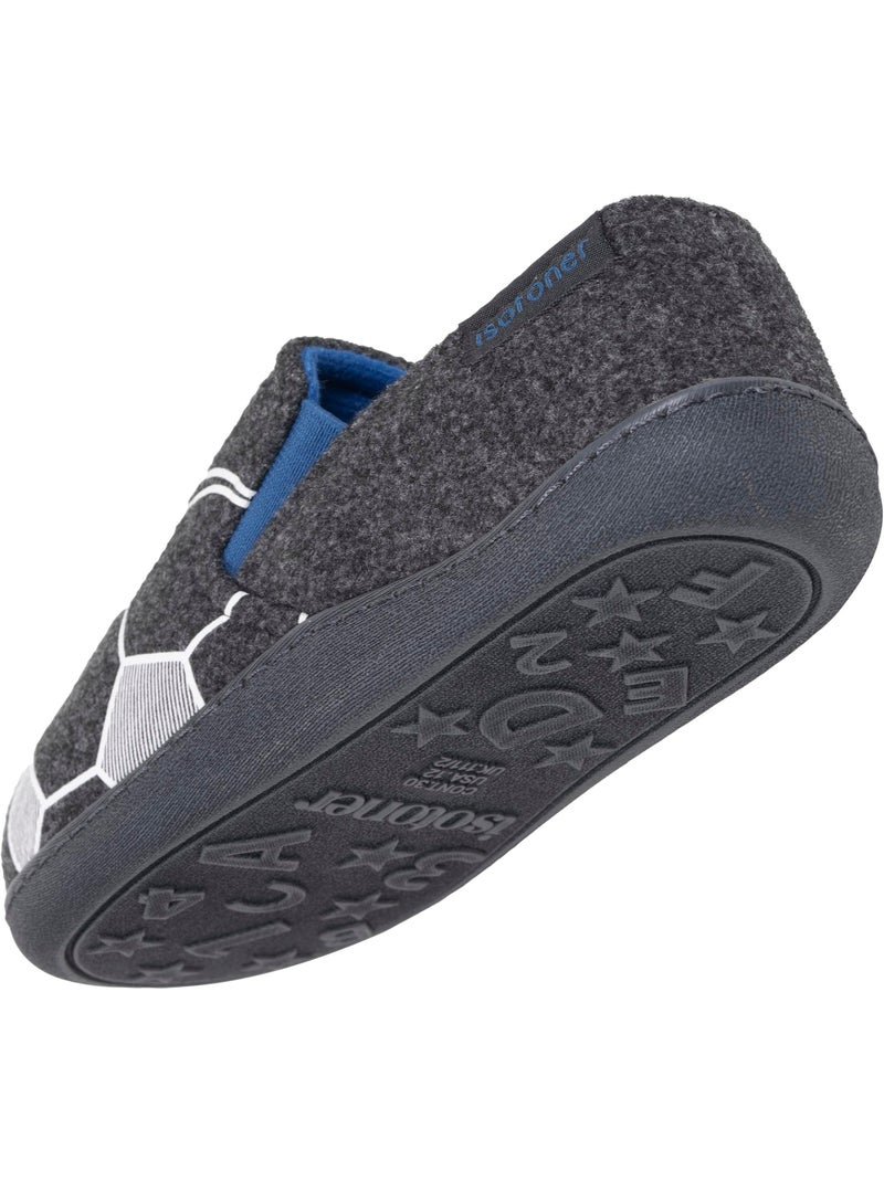 Chaussons mocassins polaire chinée, maintien du pieds, garçon Isotoner Gris chiné - Kiabi