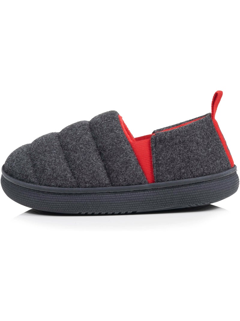 Chaussons mocassins polaire chinée semelle bloup extra garçon isotoner Gris chiné - Kiabi
