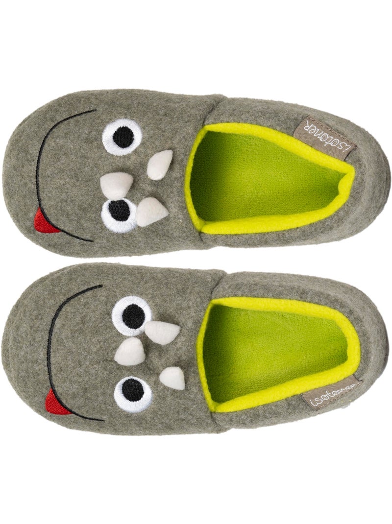 Chaussons mocassins polaire, semelle gomme antidérapante garçon isotoner Kaki - Kiabi