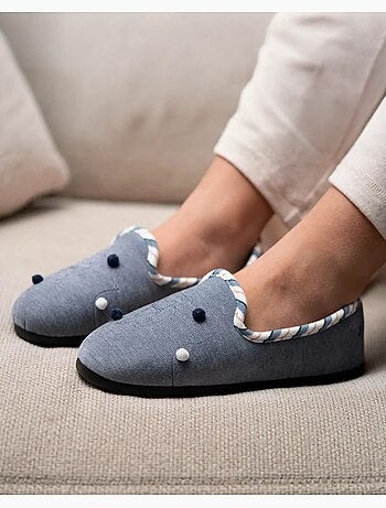 Chaussons charentaises souples, ultra confortables et légers, technologie everywear, femme Isotoner
