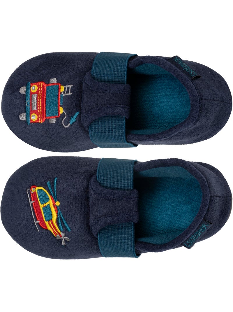 Chaussons mocassins suédine, semelle antidérante garçon isotoner Bleu marine - Kiabi