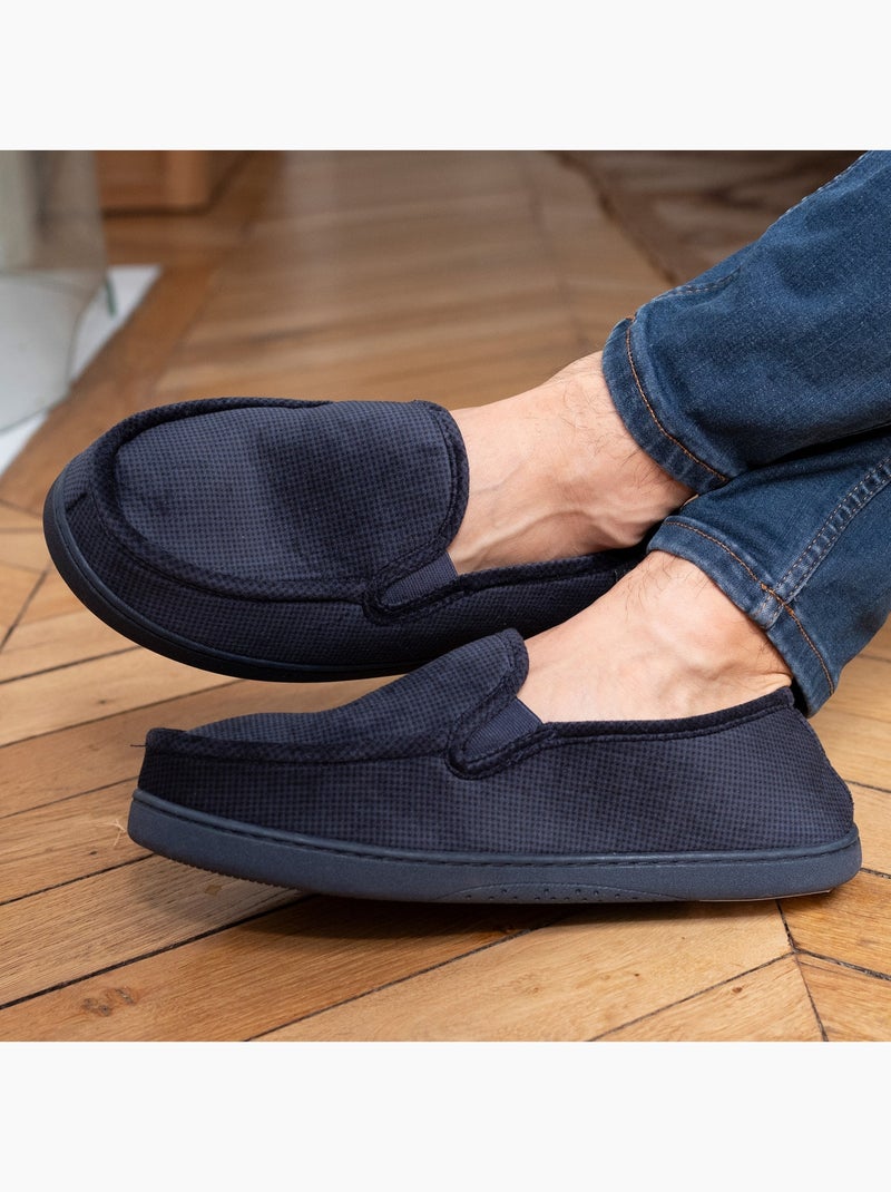 Chaussons mocassins Velour ultra doux homme Isotoner Bleu marine - Kiabi