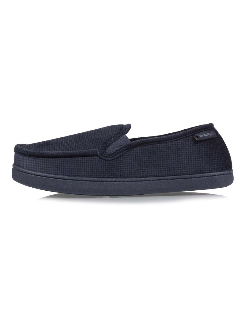 Chaussons mocassins Velour ultra doux homme Isotoner Bleu marine - Kiabi
