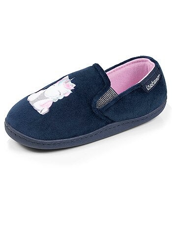 Chaussons mocassins velours, maintien souple, facile à fille