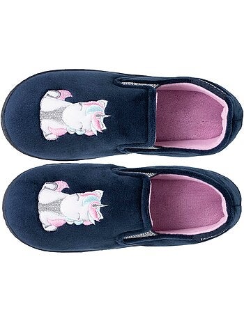Chaussons mocassins velours, maintien souple, facile à fille
