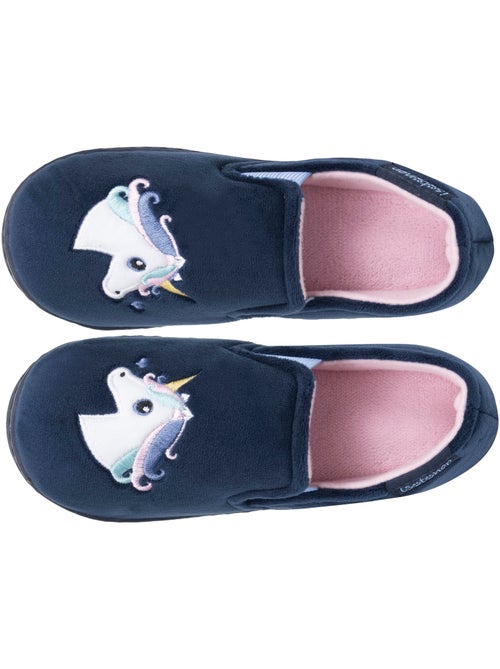 Chaussons mocassins velours, maintien souple, facile à fille isotoner - Kiabi