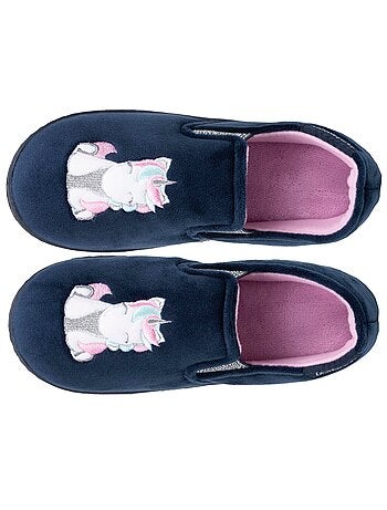 Chaussons mocassins velours, maintien souple, facile à fille Isotoner