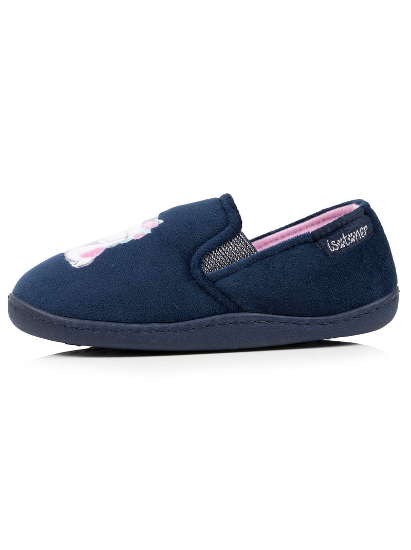 Chaussons mocassins velours, maintien souple, facile à fille Isotoner Bleu marine - Kiabi
