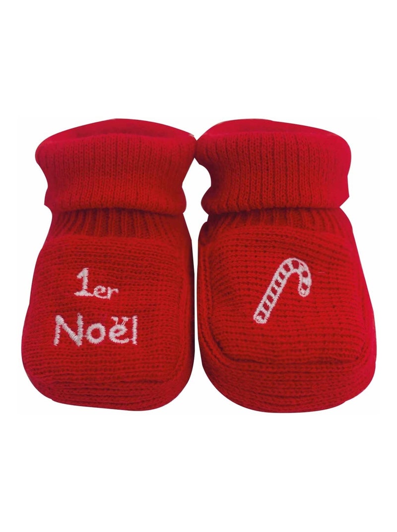 Chaussons "Mon premier Noël" Rouge - Kiabi