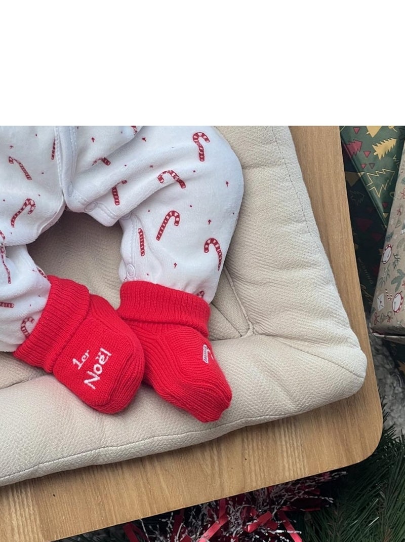 Chaussons "Mon premier Noël" Rouge - Kiabi