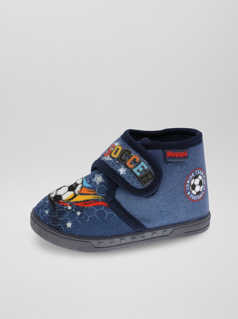 Chaussons montants à scratch bleu - Kiabi