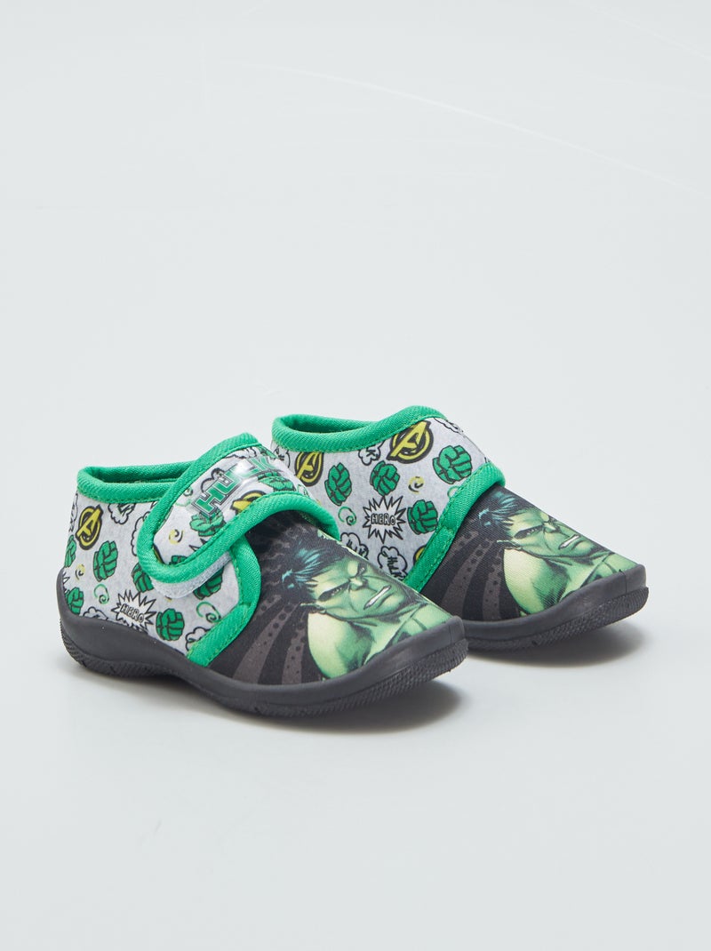 Chaussons montants à scratch 'Hulk' Vert/gris - Kiabi