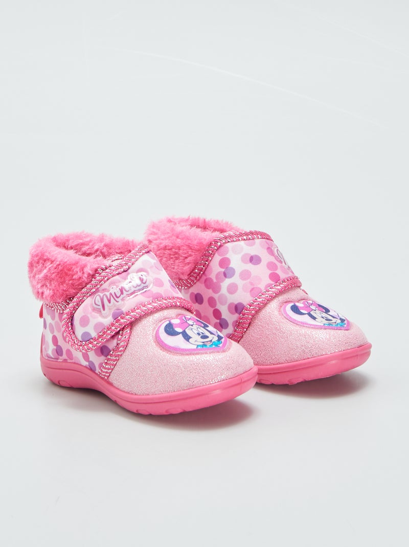 Chaussons montants à scratch 'Minnie' Rose - Kiabi