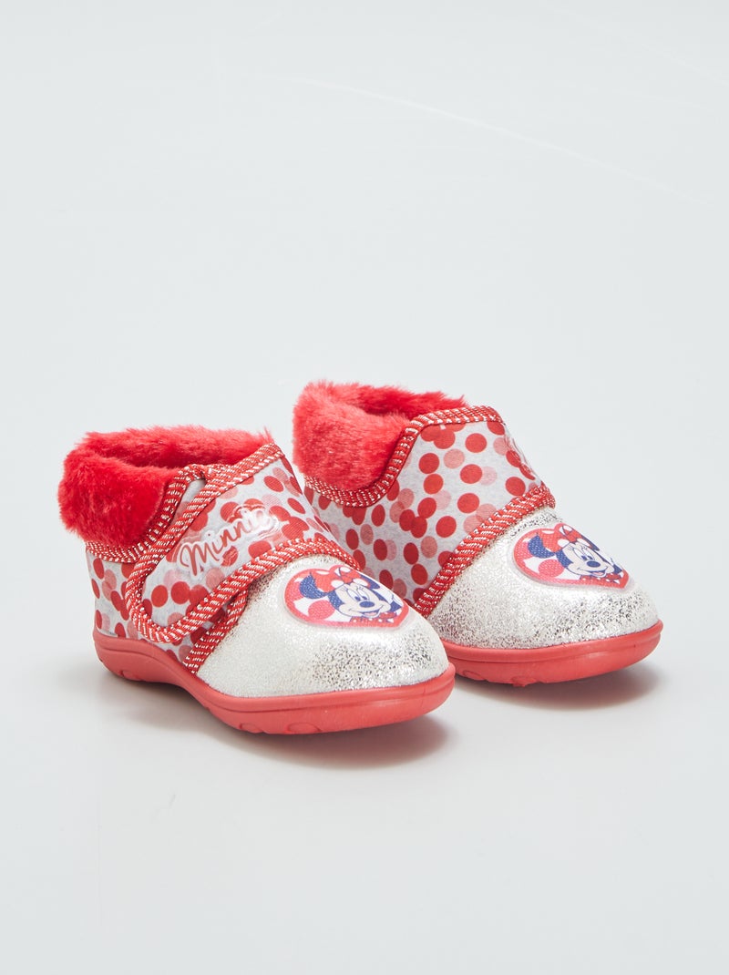 Chaussons montants à scratch 'Minnie' Rouge - Kiabi