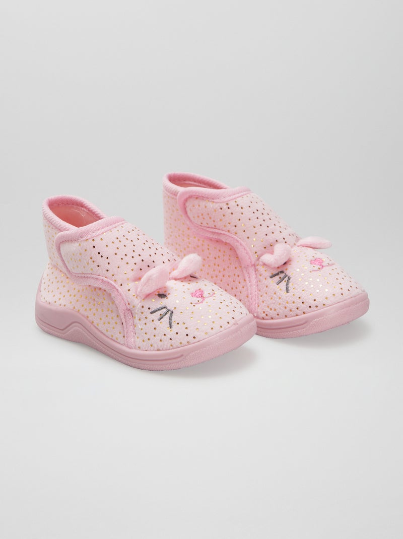 Chaussons montants animal Rose - Kiabi