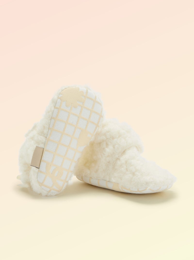 Chaussons montants effet moutonné - 'Kitchoun' Beige - Kiabi