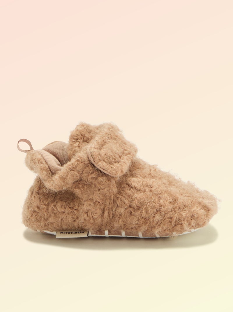 Chaussons montants effet moutonné - 'Kitchoun' Marron - Kiabi