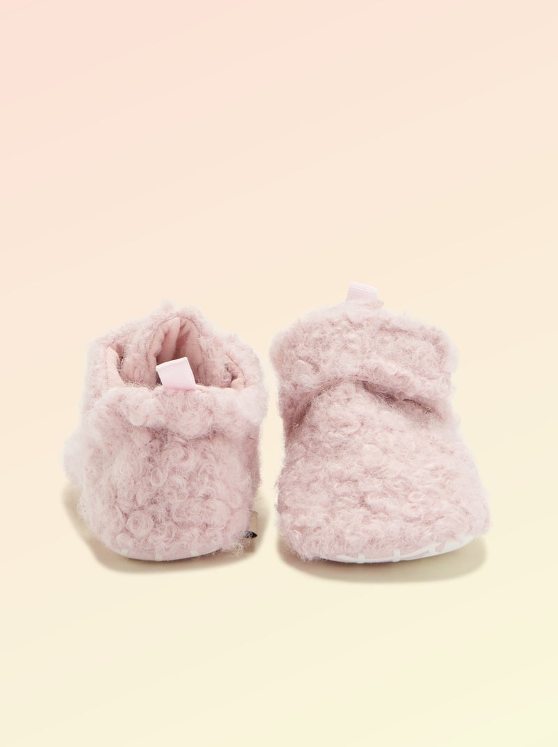 Chaussons montants effet moutonné - 'Kitchoun' Rose - Kiabi