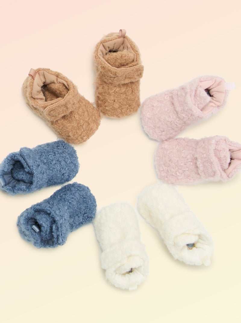 Chaussons montants effet moutonné - 'Kitchoun' Rose - Kiabi