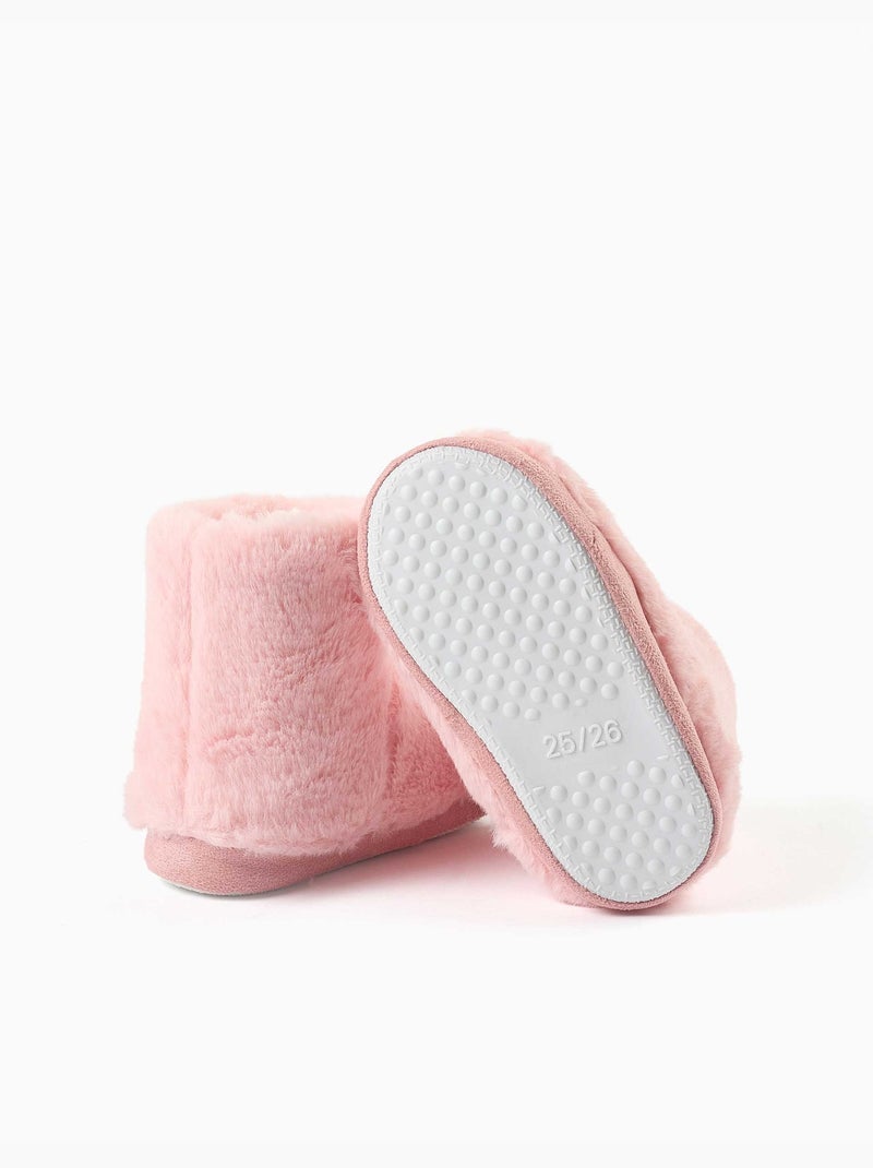 Chaussons montants en sherpa avec semelle antidérapante Rose clair - Kiabi