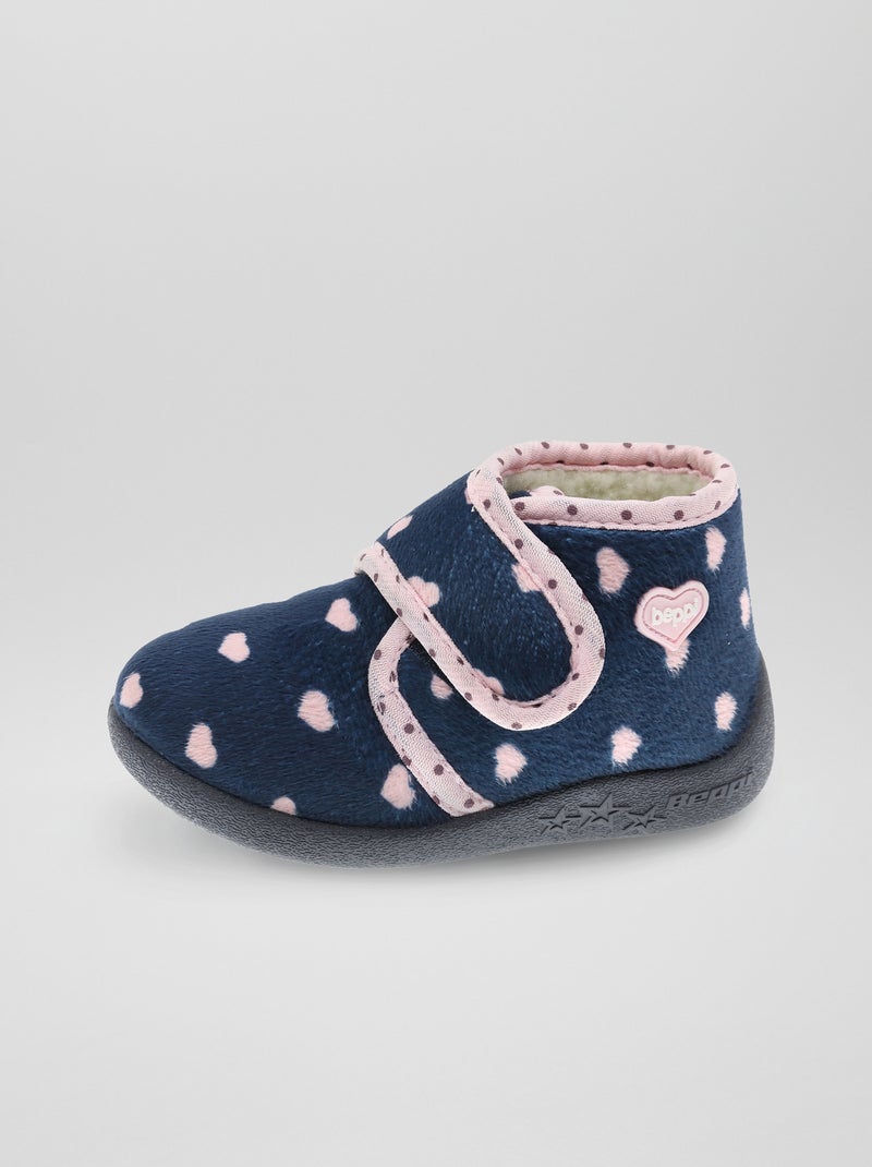 Chaussons montants en velours bleu - Kiabi