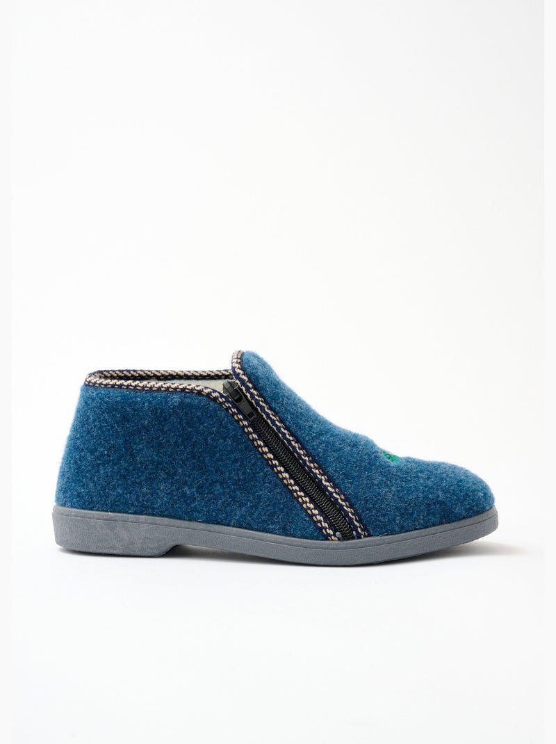 Chaussons montants grande largeur brodés - Afibel Bleu - Kiabi