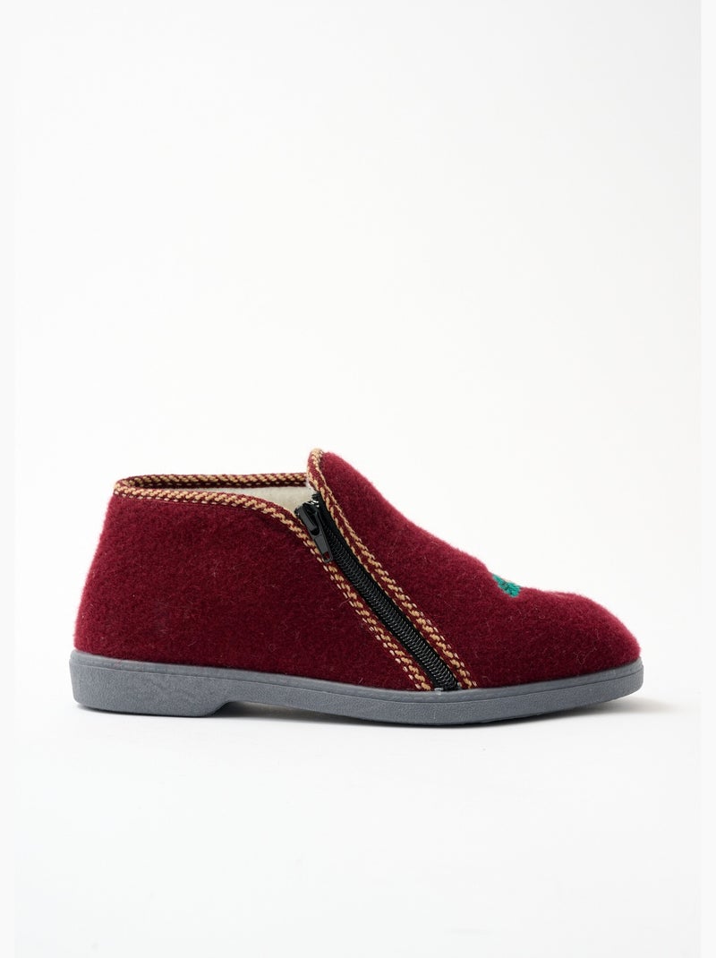 Chaussons montants grande largeur brodés - Afibel Rouge - Kiabi