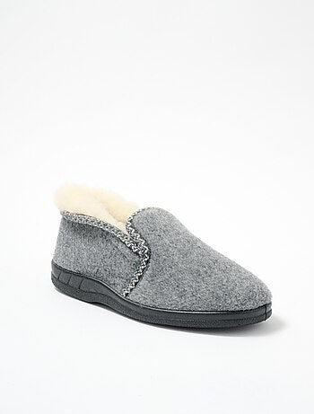 Chaussons montants mixtes fourrés laine largeur confort